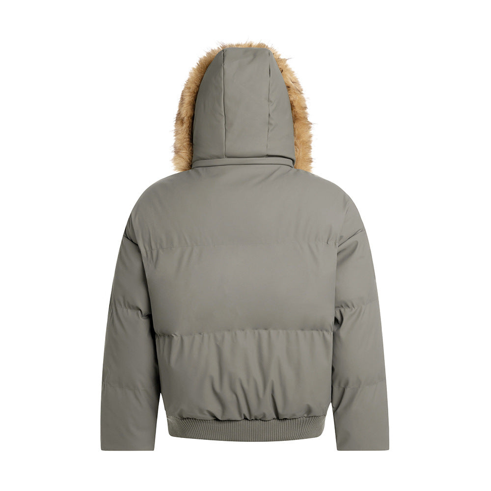 Mao collar hooded short cotton jacket