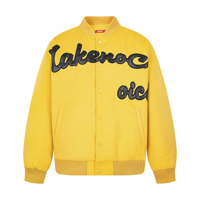 Embroidery Baseball Jacket Casual Loose Fit Couple's Outwear