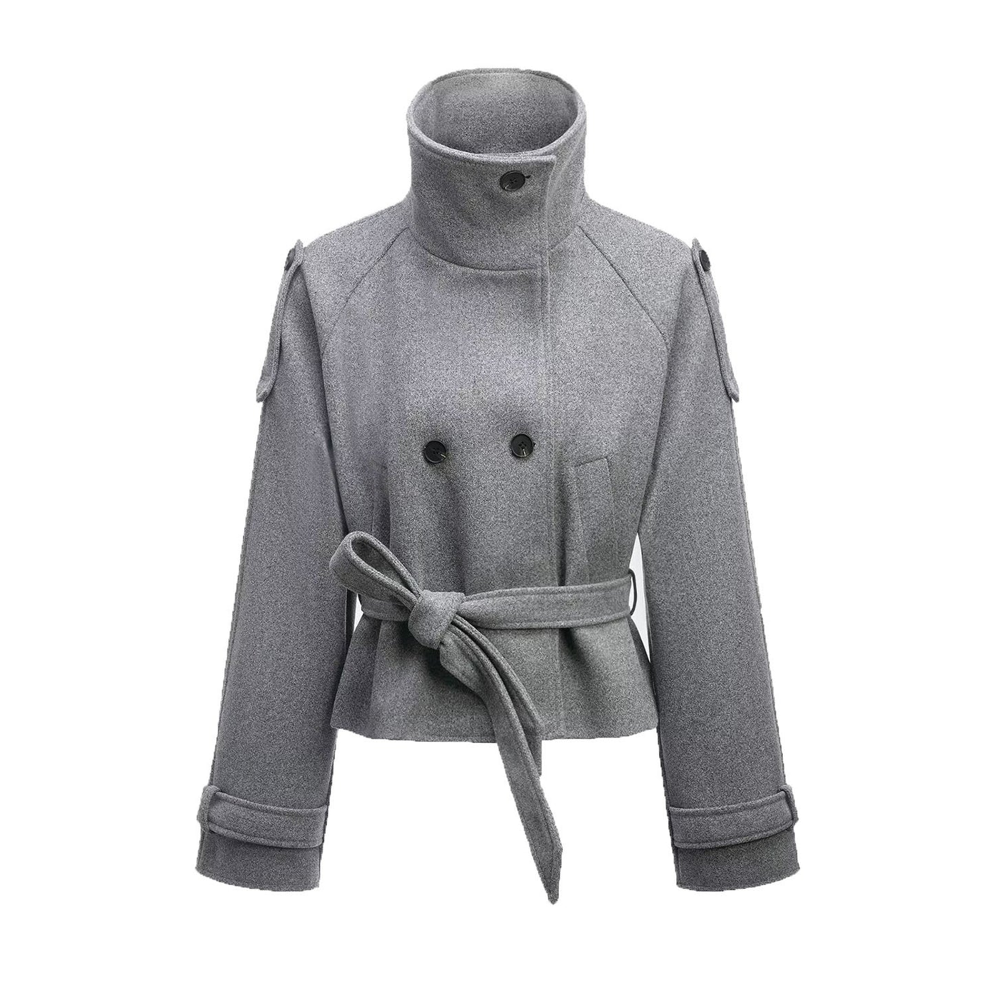 Fashionable  Style Women's Casual Double-Breasted Belted Coat Top