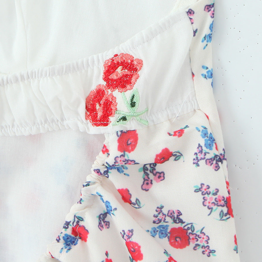 Sexy Fashion Sexy Floral Embroidered Strapless Backless Dress