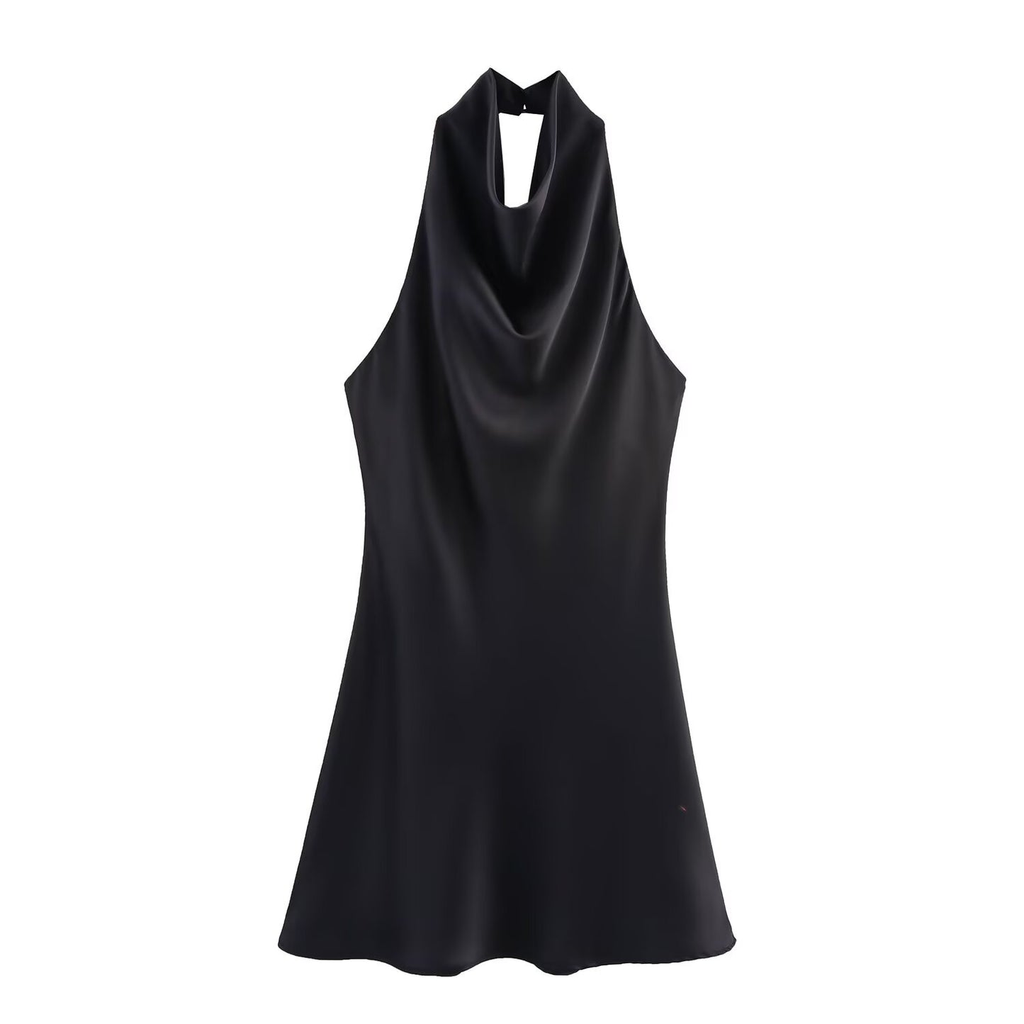 Spicy girl silk hanging neck collar dress