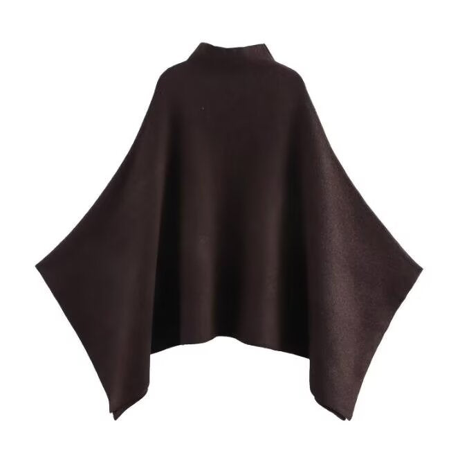 Style New Women's Fashion Stand Collar Knit Cape Coat