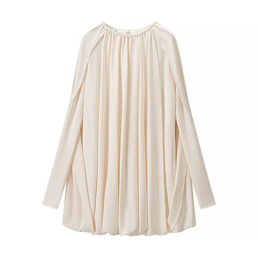 Street cape style pleated loose dress
