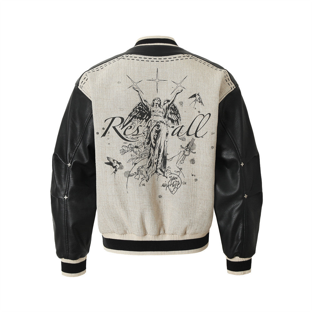 Jacket Angel Wing Statue Printed Loose Jacket