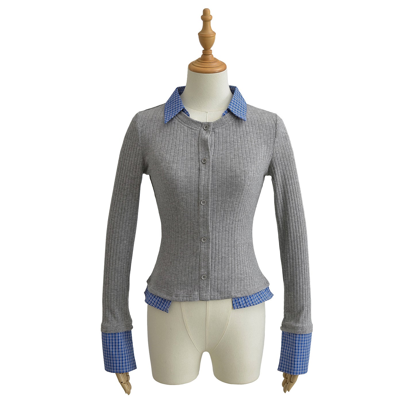Collar long sleeved slim fit top