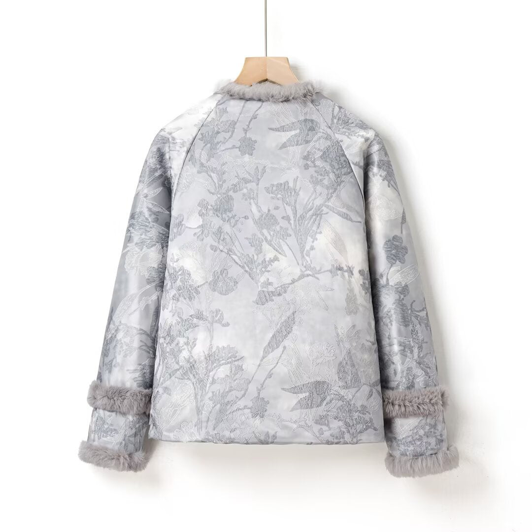 True rabbit fur decoration warm cotton jacket