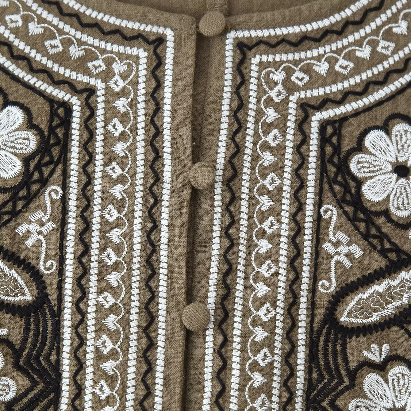 Style Embroidered Long Sleeve Chest Embroidery Shirt