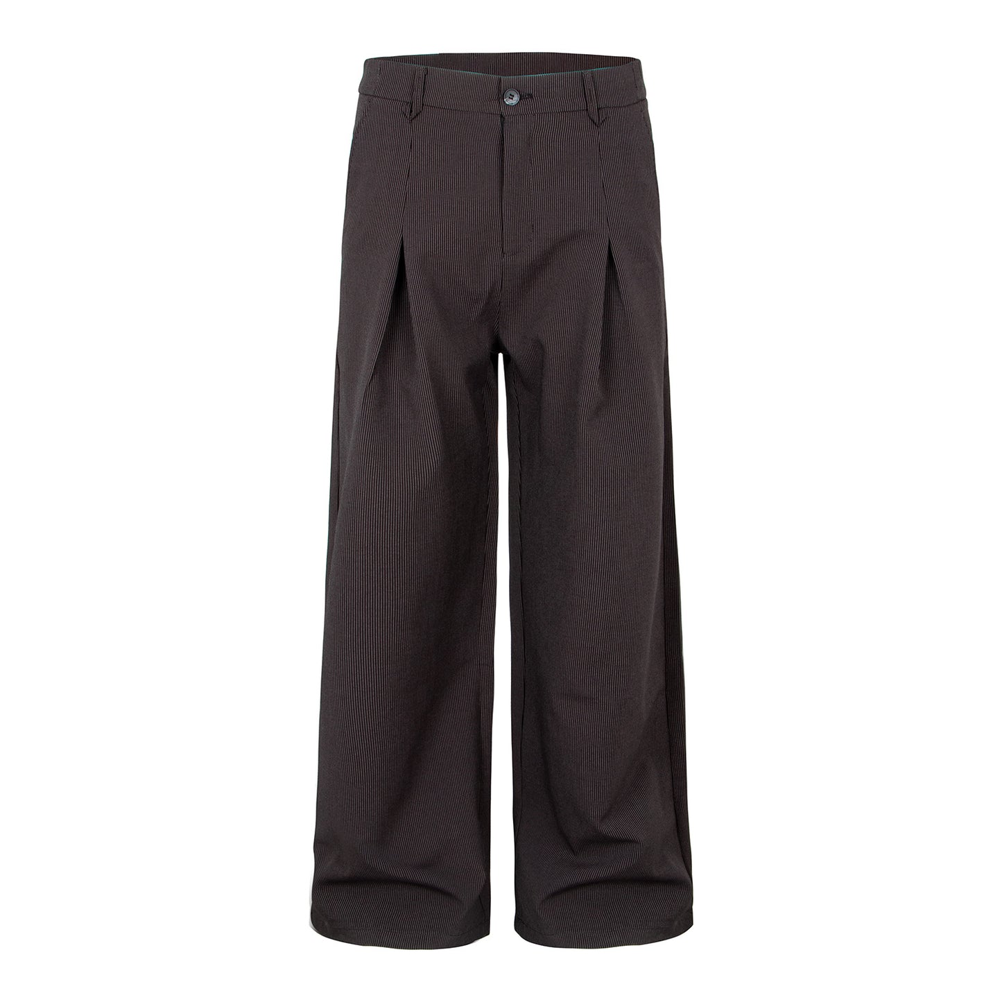 Flowing Lightweight Trousers with Pleated Design, Striped Fabric, Straight Fit Casual Pants
