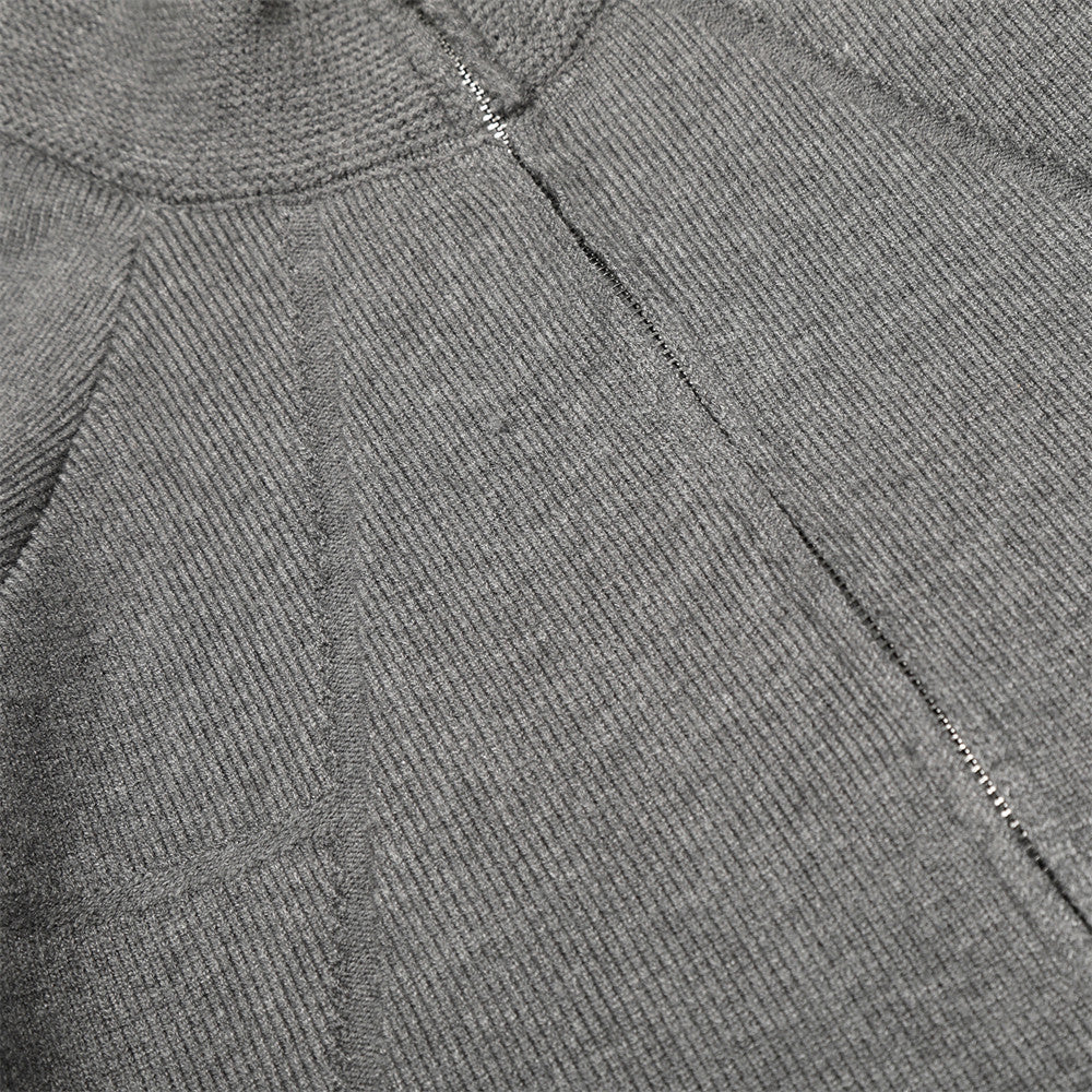 Solid color stand up collar knitted sweater jacket