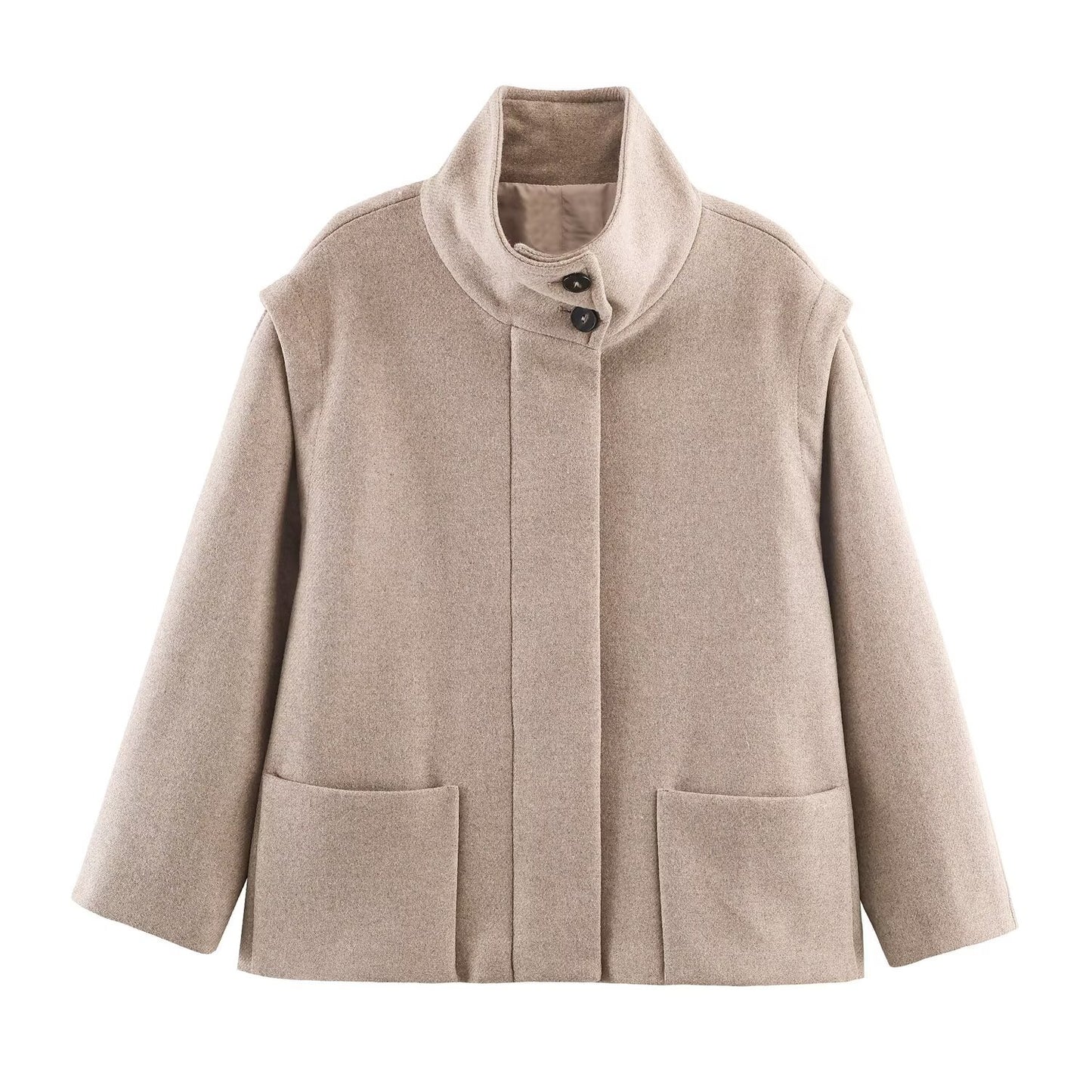 Minimalist style blended high neck coat