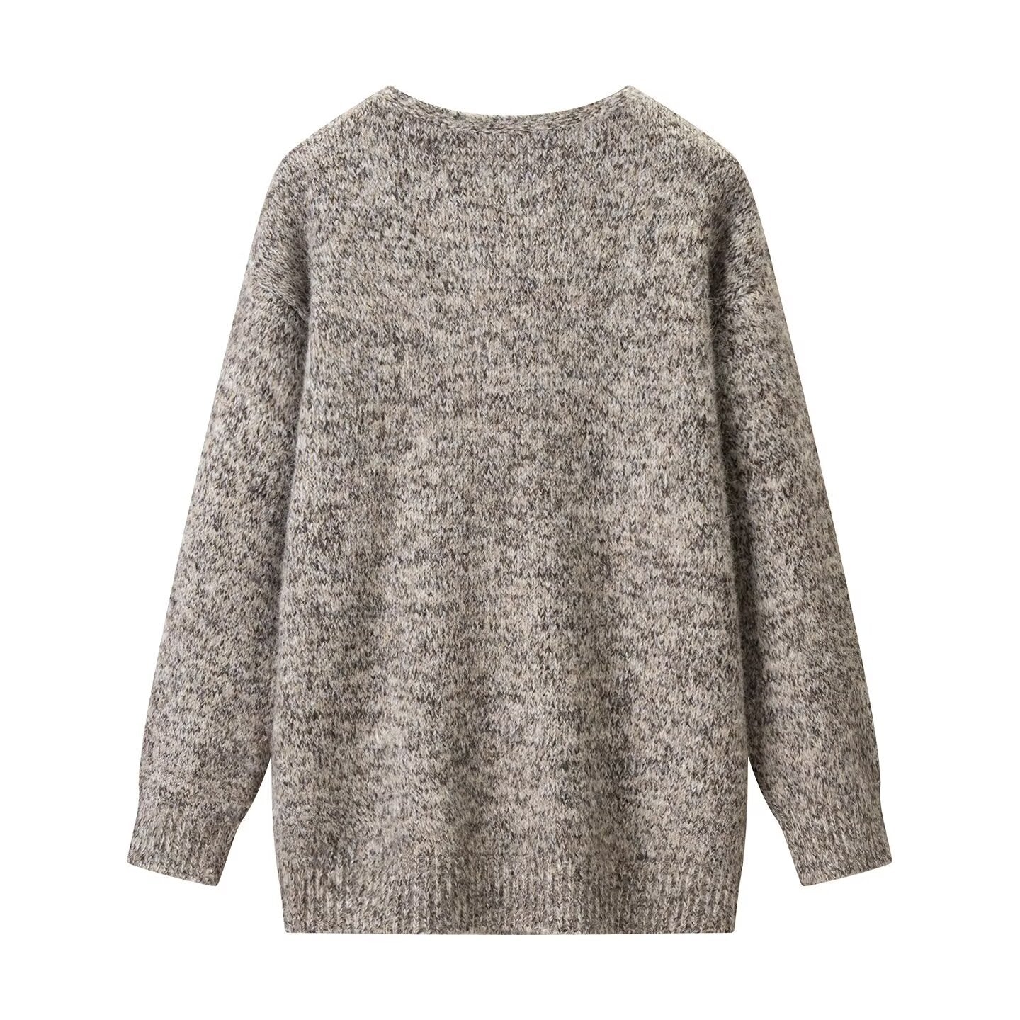 Simple round neck double stranded knitted base sweater