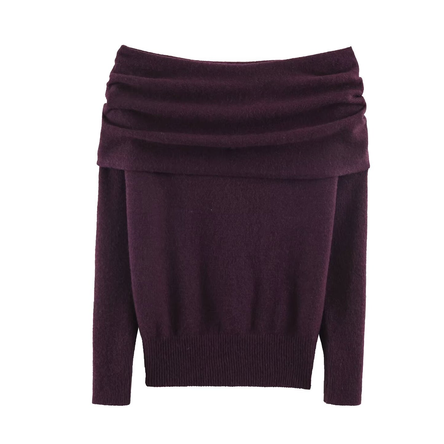 Hot Girl Flat Needle Off Shoulder Knitted Shirt