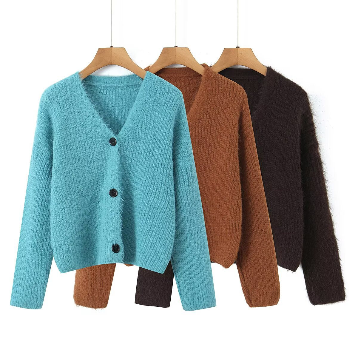 Lazy style high-end mohair cardigan sweater