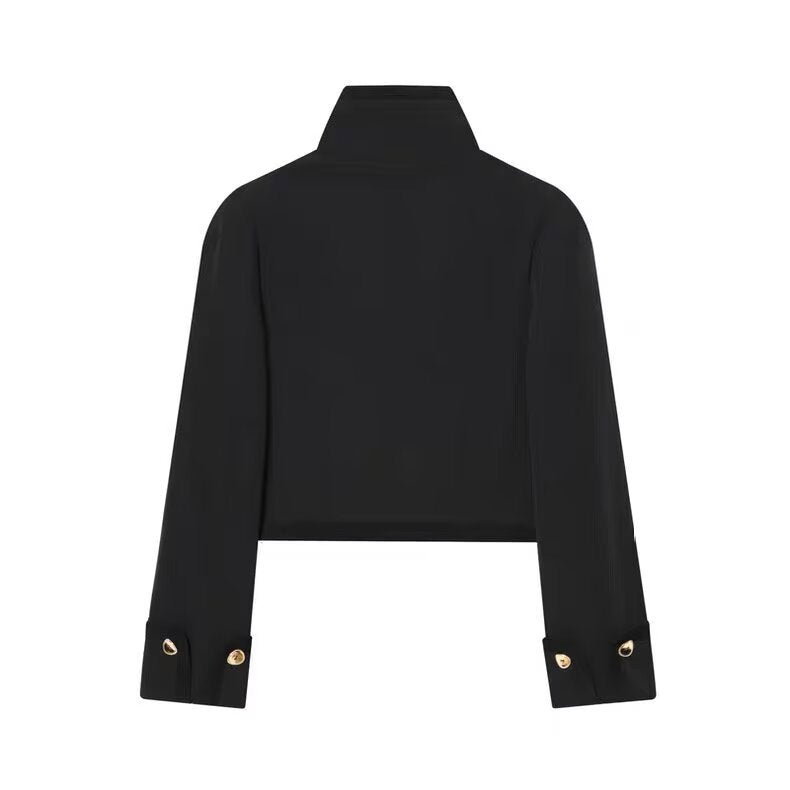 Simple gold buckle short suit jacket