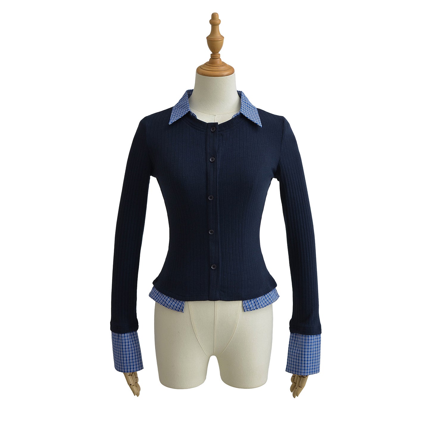 Collar long sleeved slim fit top