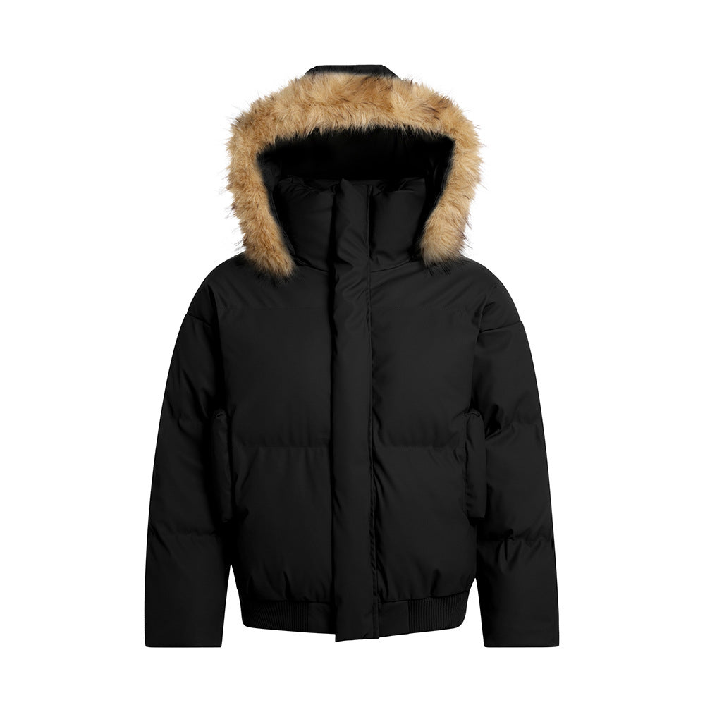 Mao collar hooded short cotton jacket