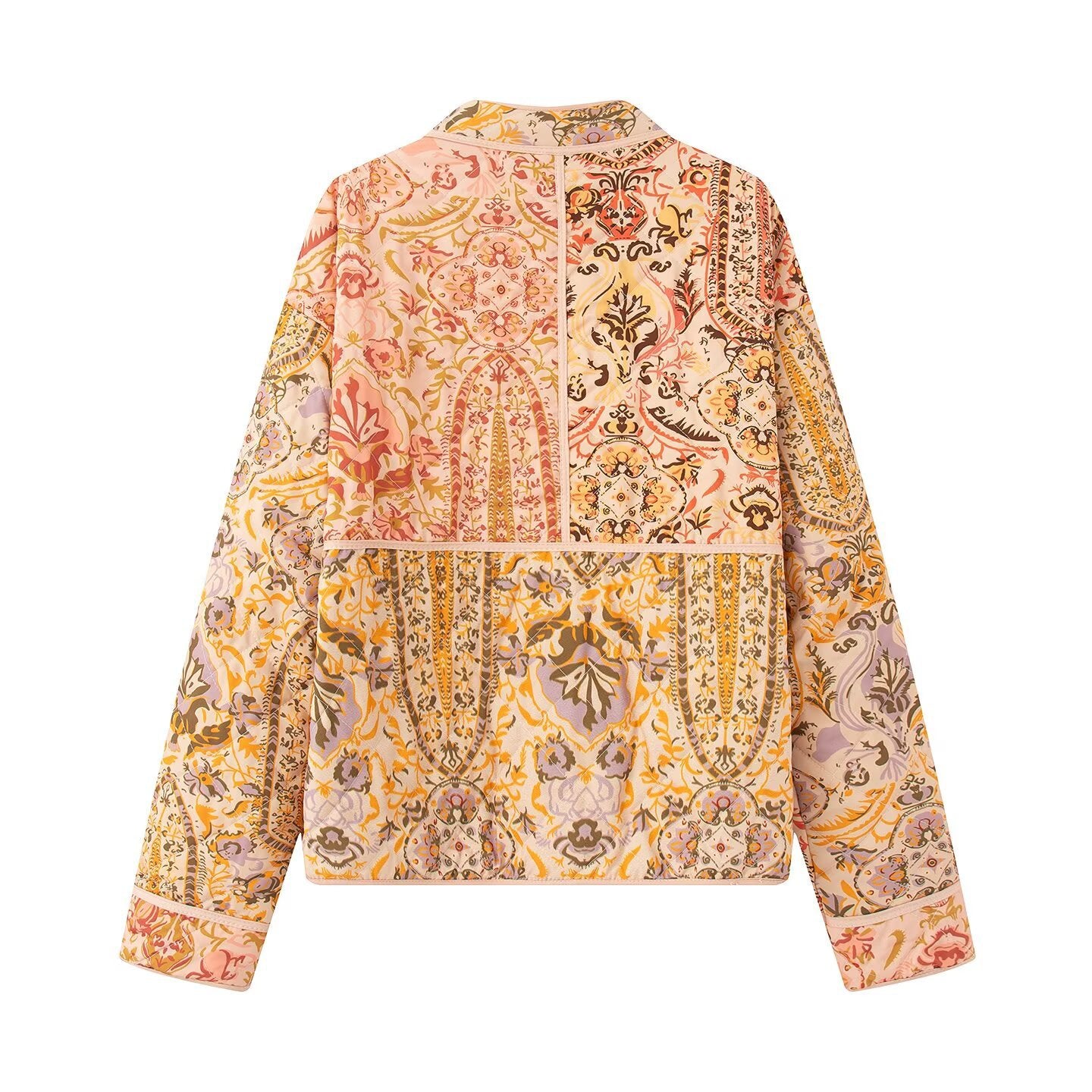 Fashionable and Elegant Versatile Autumn/Winter Stand Collar Printed Cotton Coat Outerwear