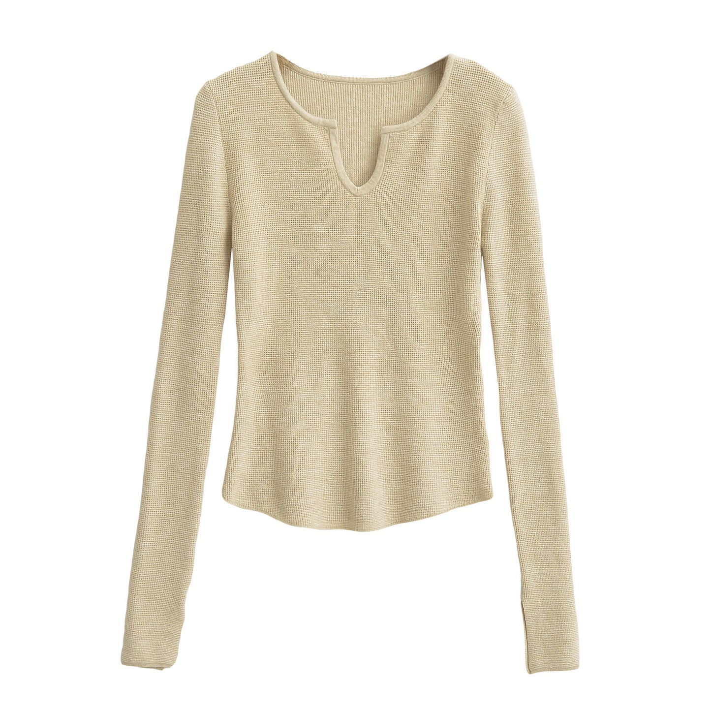 Stand collar opening slim fit long sleeved top