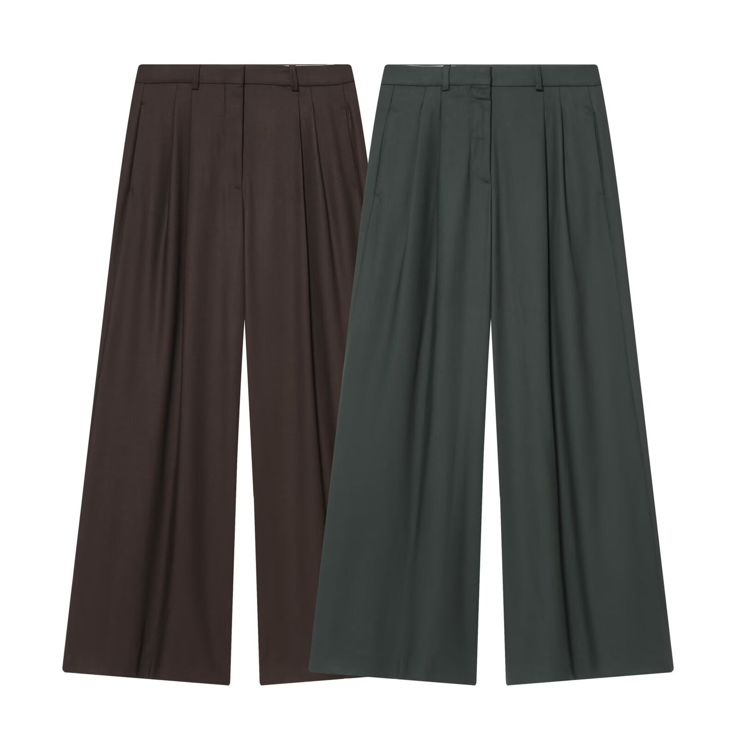 Commuting style loose wide leg pleated pants