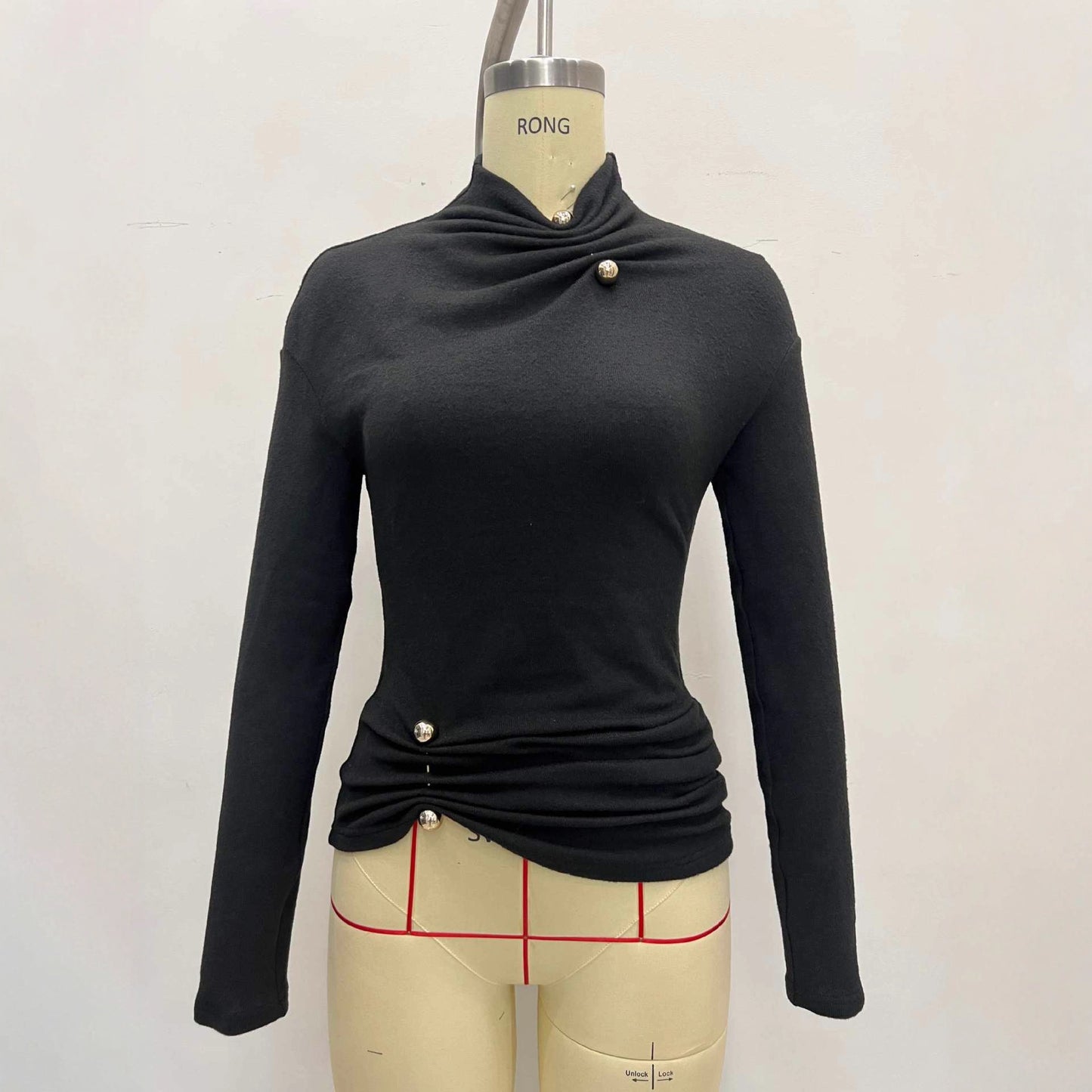 Stand up collar slim fit long sleeves TOP