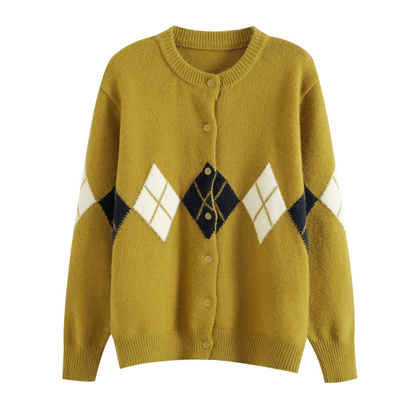 Women's Fashionable Casual Versatile Diamond Academic Cardigan