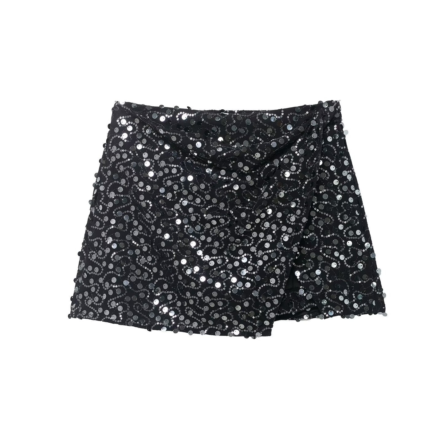 Spicy girl bead embellished double breasted mini skirt