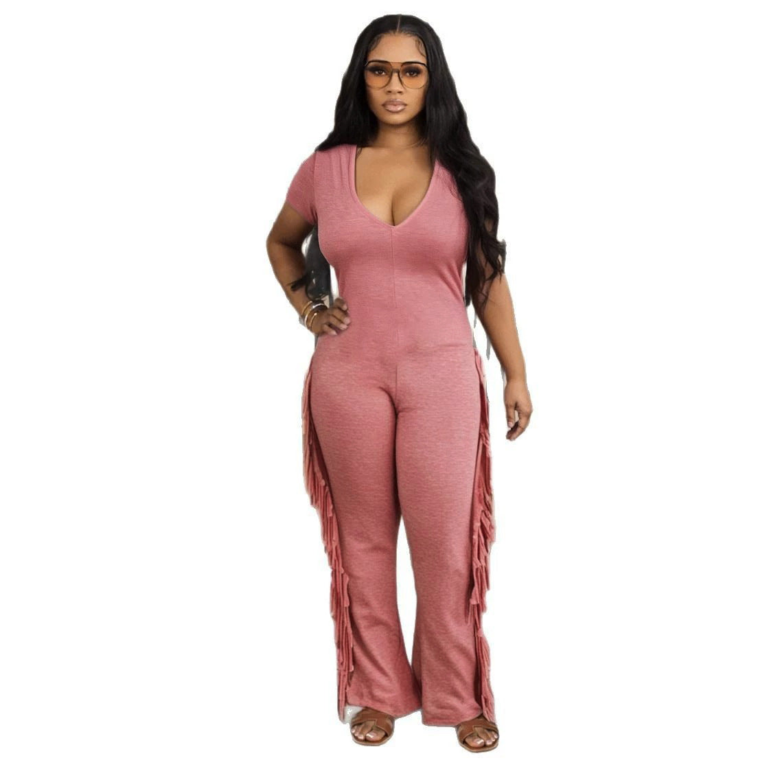 Sexy slim fitting fringe jumpsuit