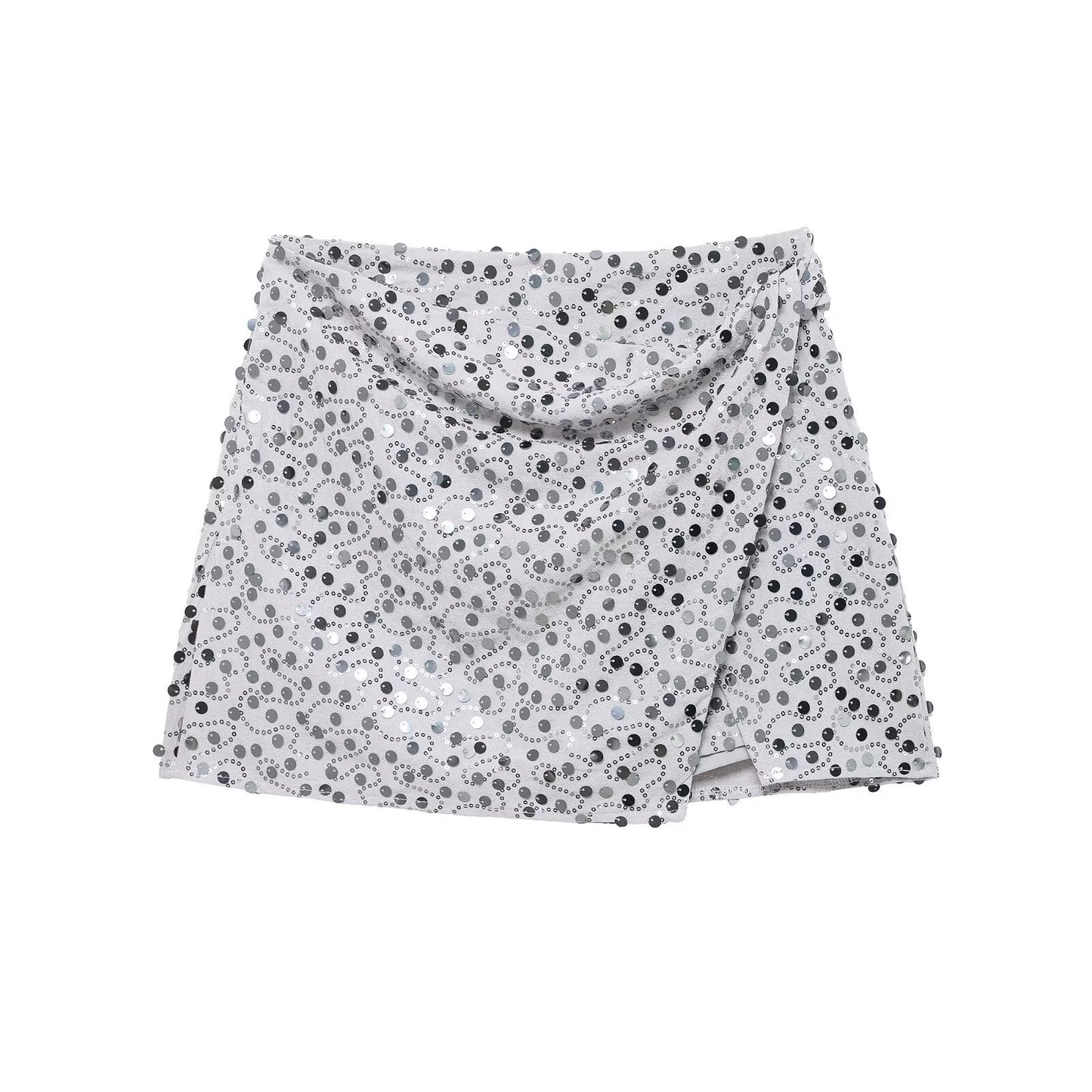 Spicy girl bead embellished double breasted mini skirt