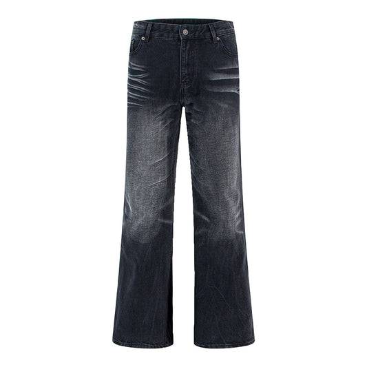 Style Distressed Cat-Whisker Straight Leg Loose Jeans for Men and Women, Clean Fit, Versatile, High-Quality Pants