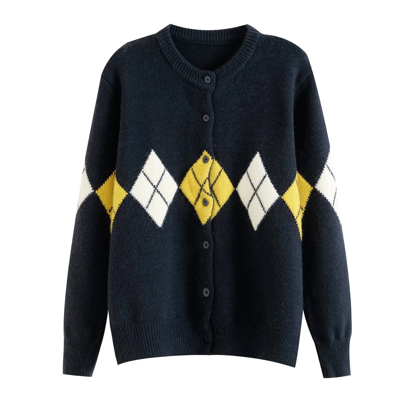 Women's Fashionable Casual Versatile Diamond Academic Cardigan