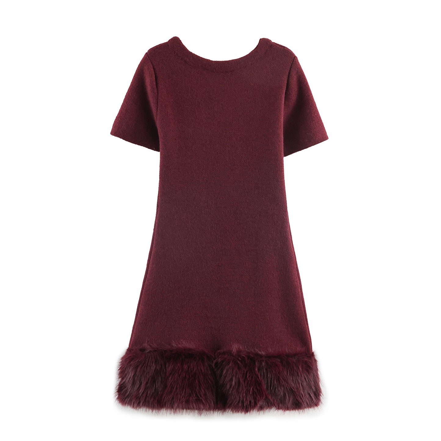 Artificial fur patchwork knitted dress