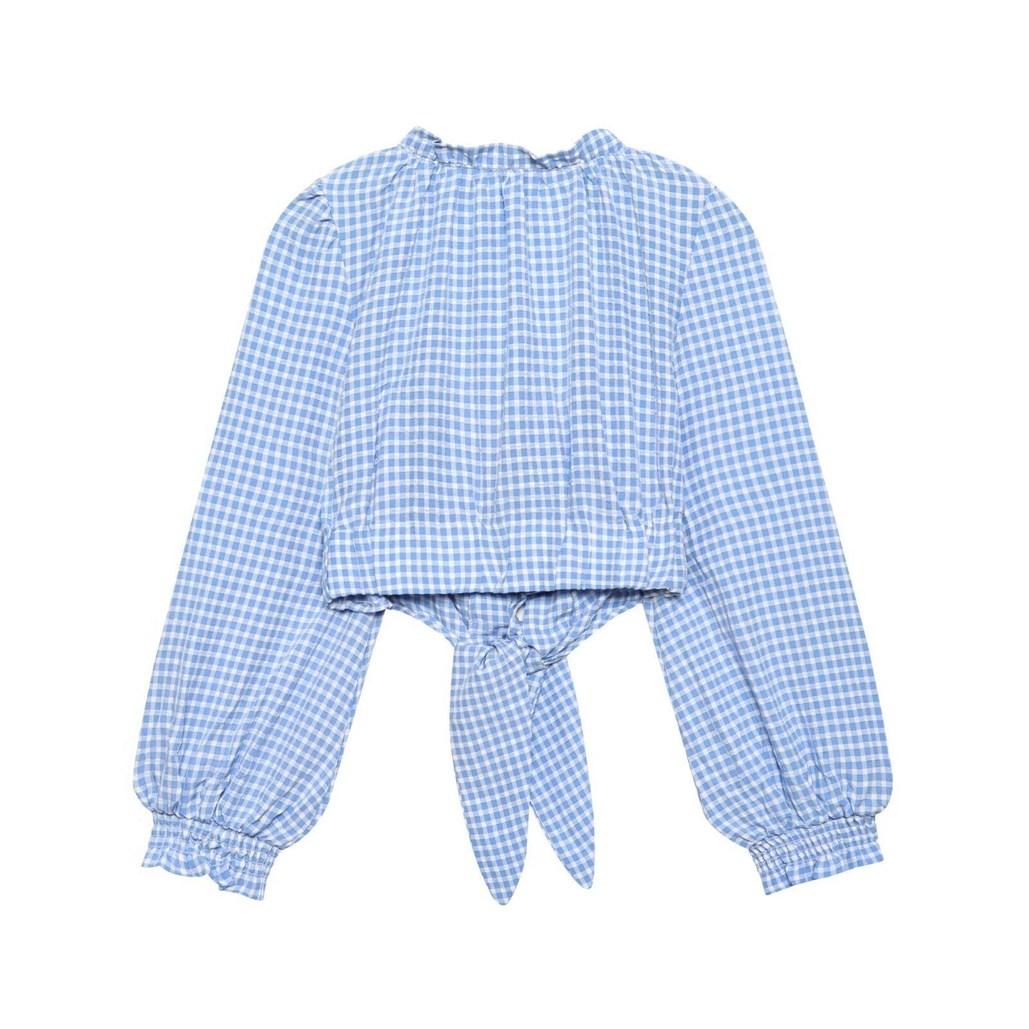 Fashionable  Style Women's Blue Checkered Short Top