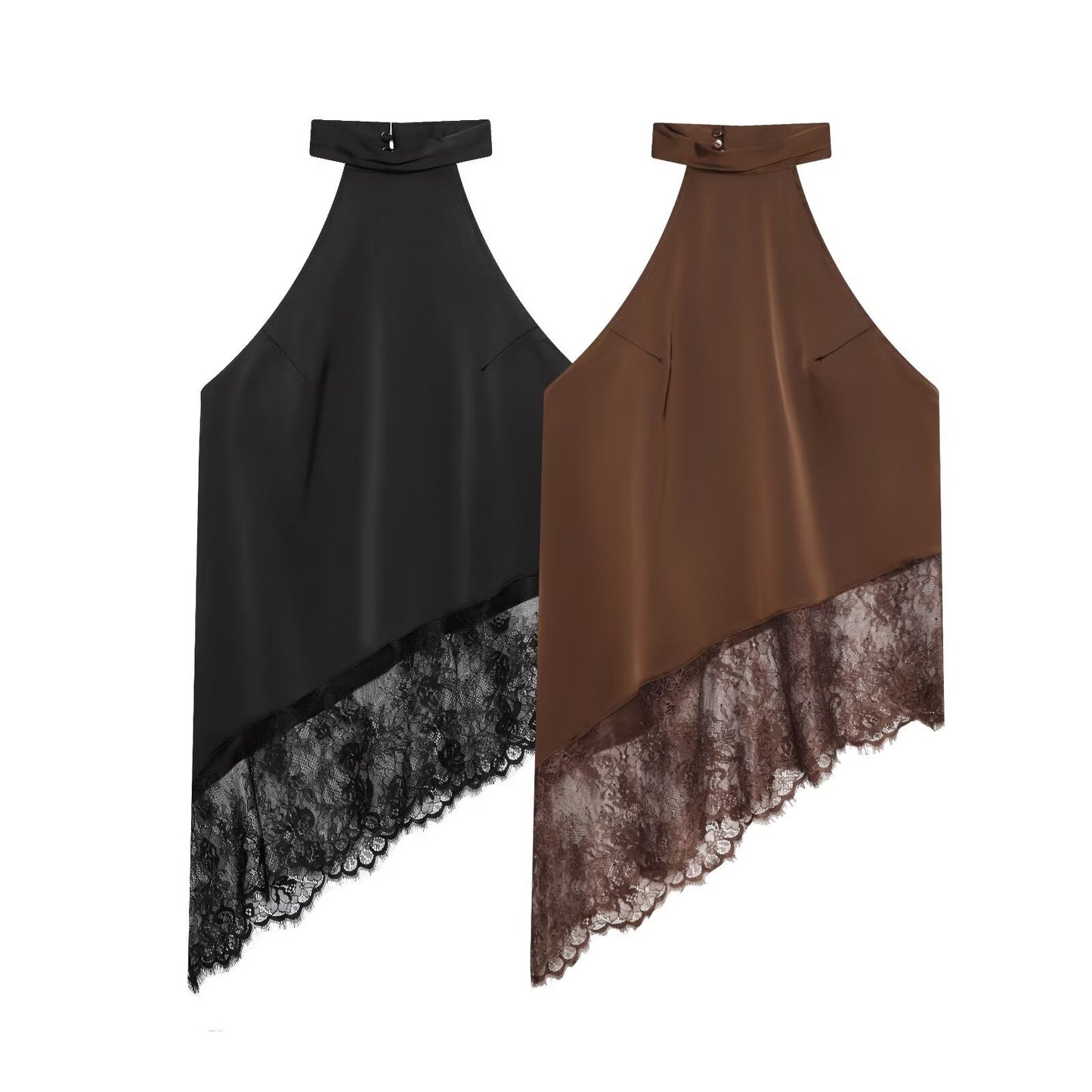 Sexy Style Fashionable Sexy Lace Spliced Halter Neck Top