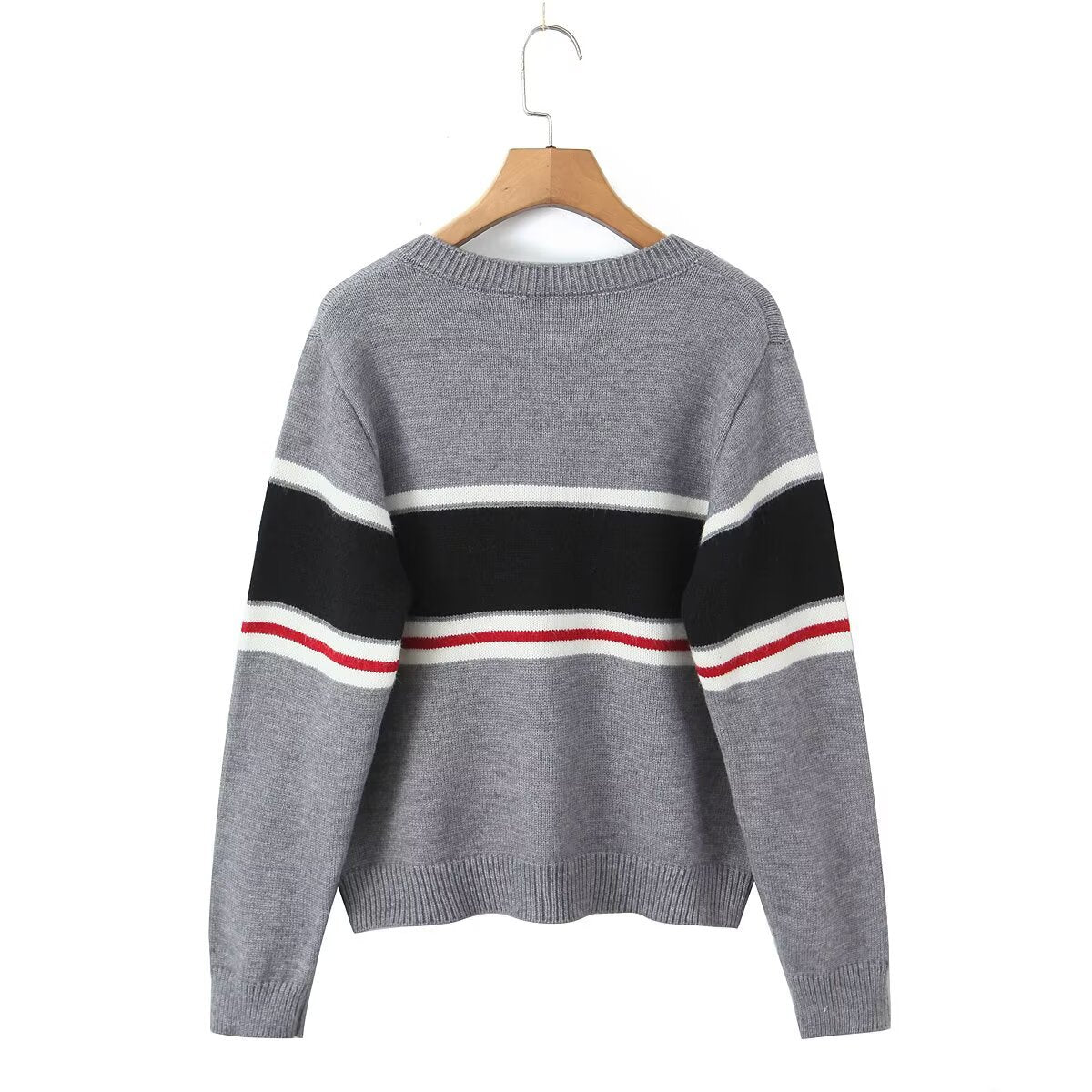 Simple casual striped cardigan sweater jacket