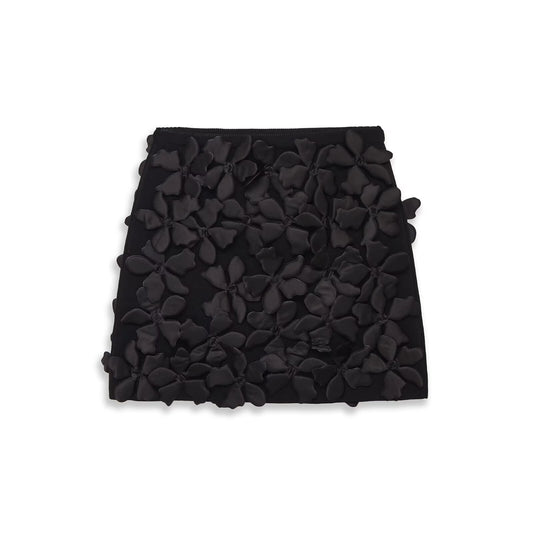 Spicy Girl Flower Construction Knitted Mini Skirt