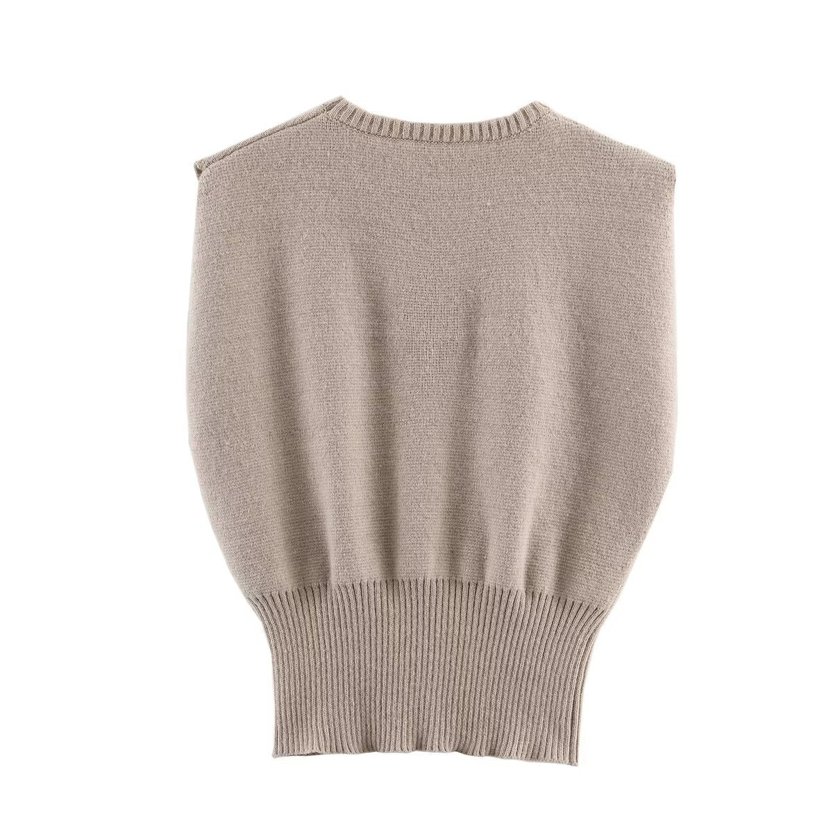 Loose round neck sleeveless knitted vest