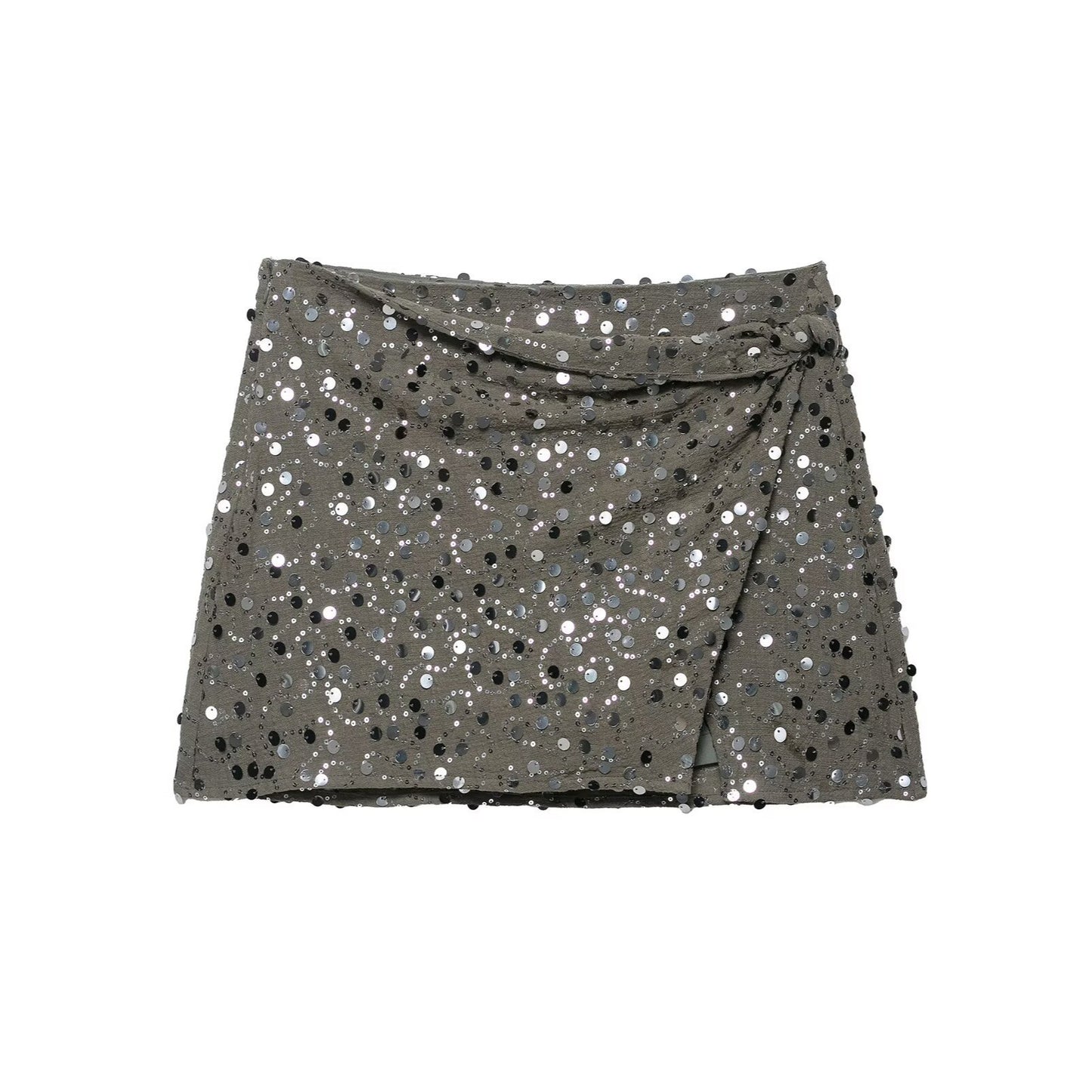Spicy girl bead embellished double breasted mini skirt