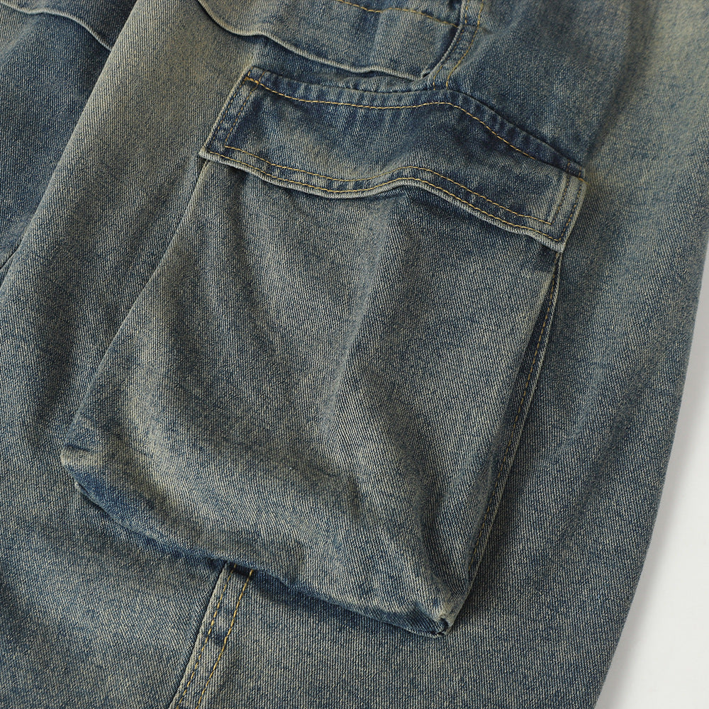 Multi pocket strap jeans