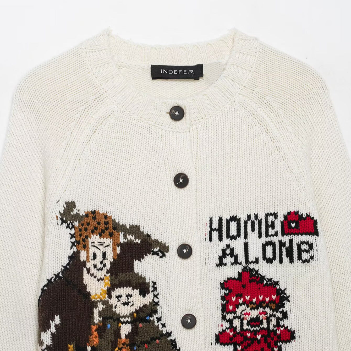 Style New Women's Knit Cardigan with quotHome Alonequot Jacquard Pattern