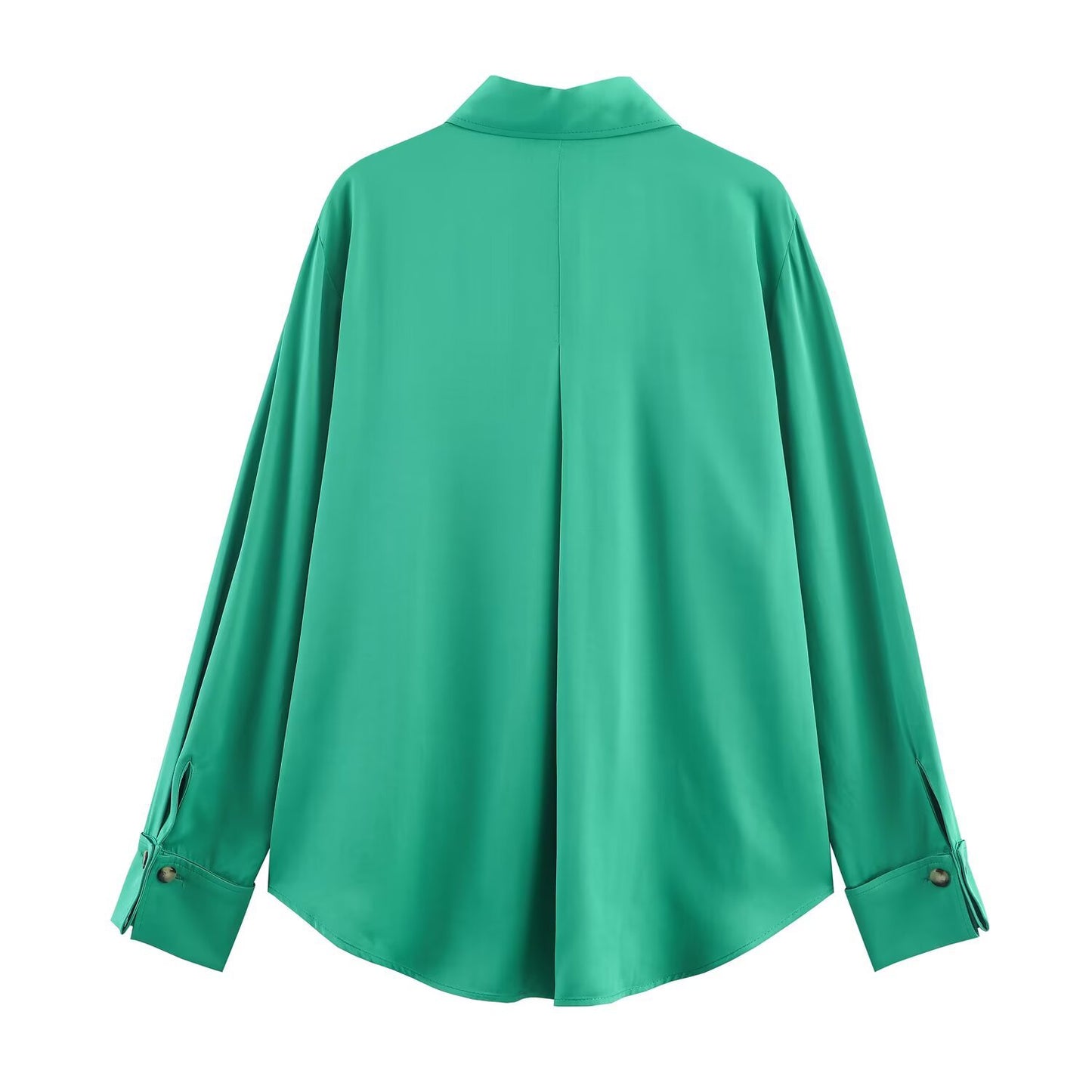 Style Solid Color Long Sleeve Turn-down Collar Pocket Design Straight Fit Shirt