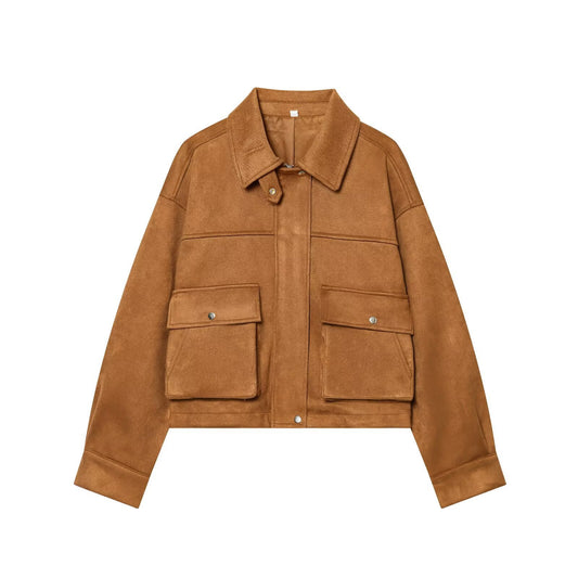 Leather pilot jacket women's jacket