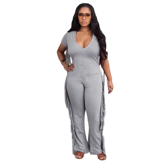 Sexy slim fitting fringe jumpsuit