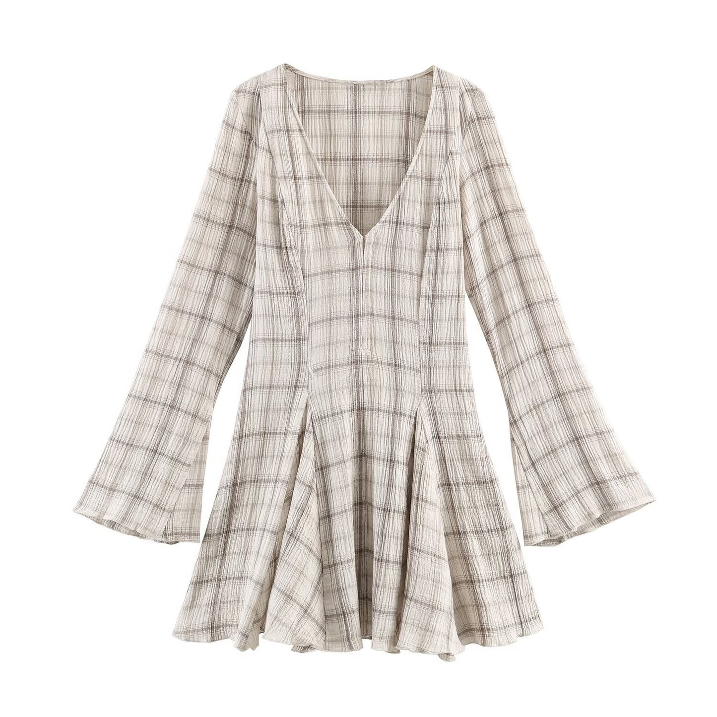 New Women's Fashionable Casual Plaid Mini Dress