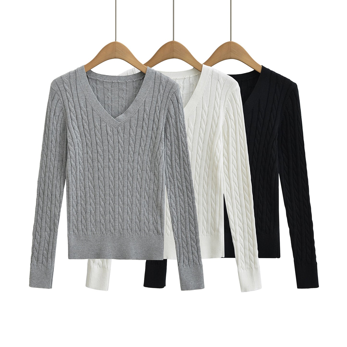 V-neck long sleeved slim fit sweater