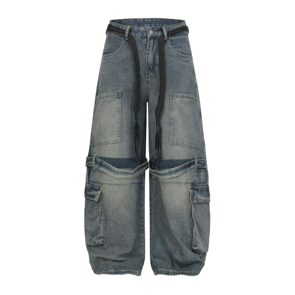 Multi pocket strap jeans