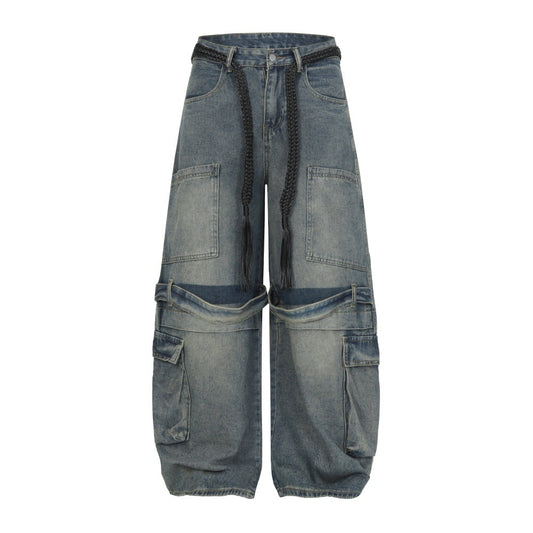 Multi pocket strap jeans