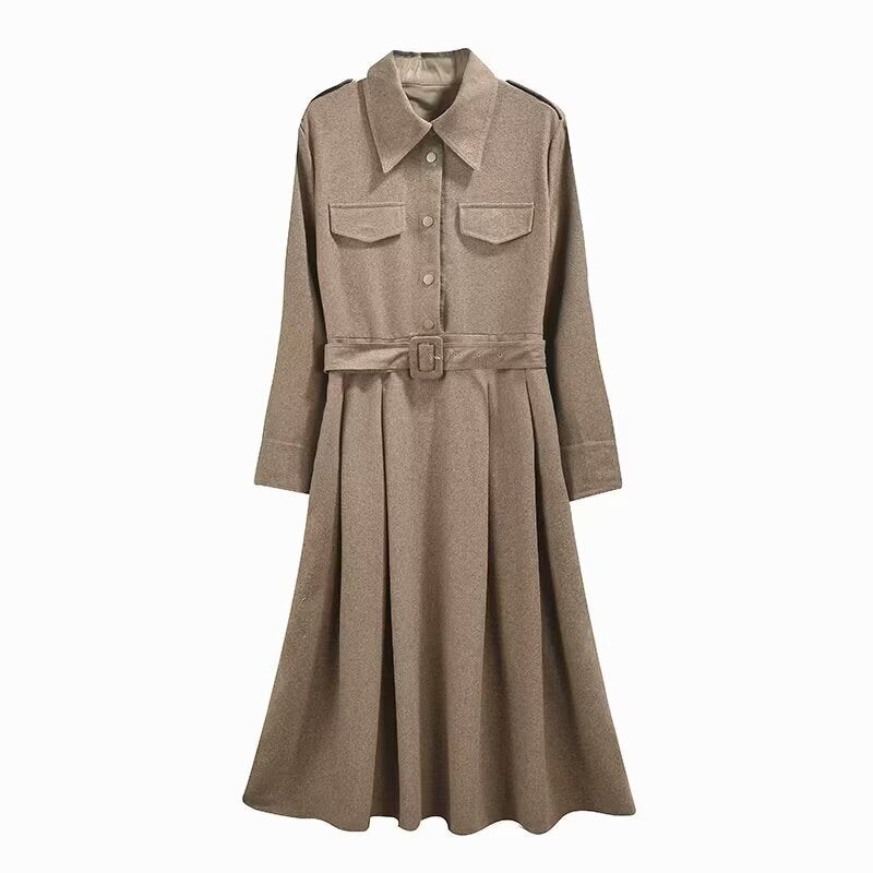 French commuting style elegant dress with belt