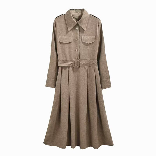 French commuting style elegant dress with belt