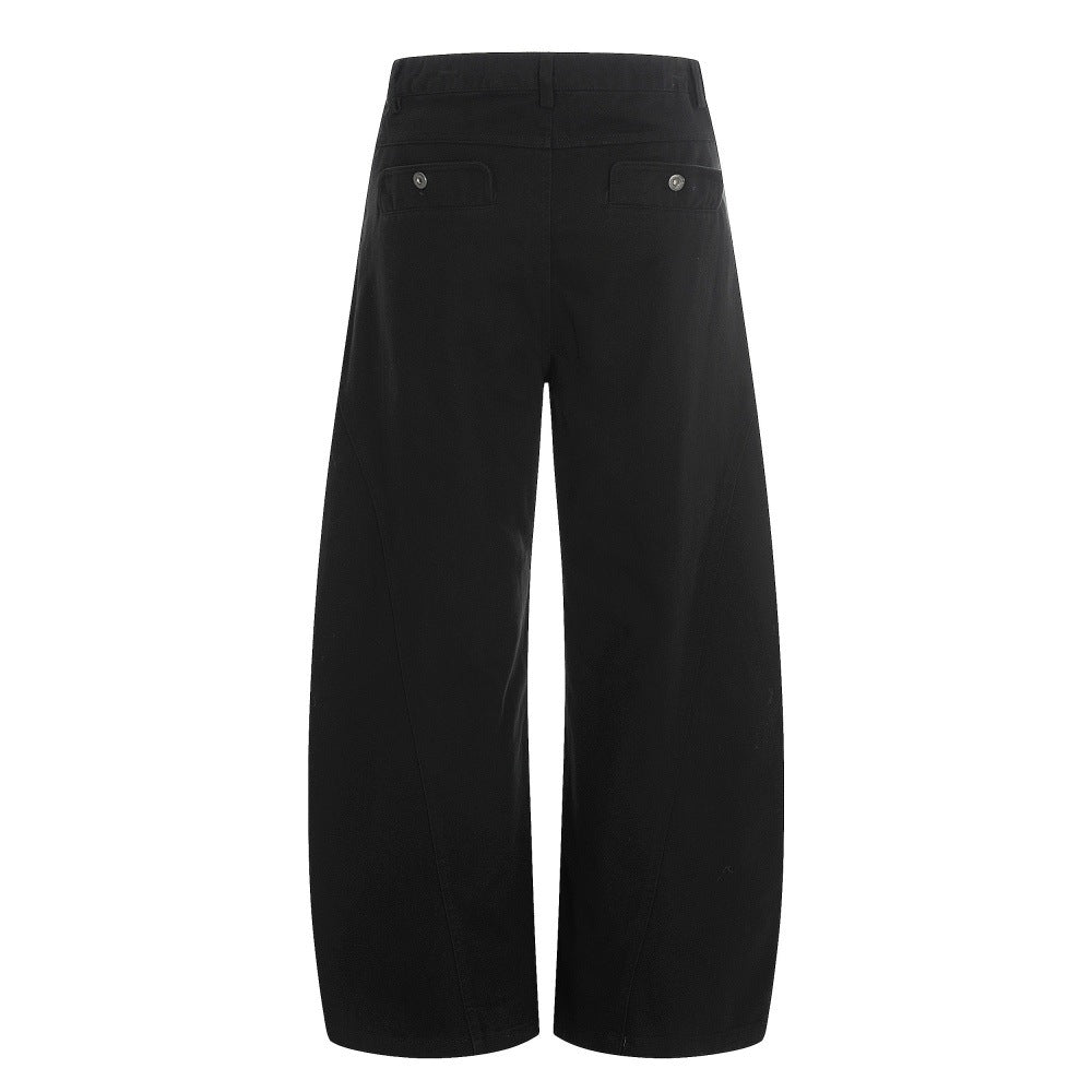 Solid color loose curved knife pants
