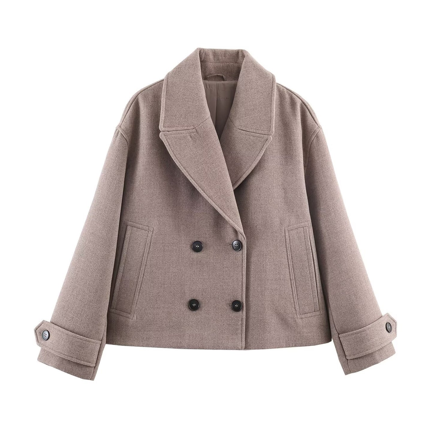 Commuting style double breasted short coat jacket